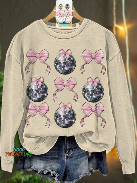 New Year Pink Coquette Disco Ball Casual  Sweatshirt