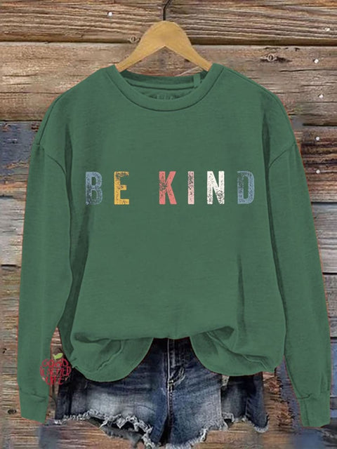 Be Kind Art Pattern Print Casual Sweatshirt