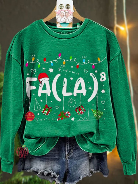 Fa La Eighth Power Christmas Math Teacher Casual Sweatshirt