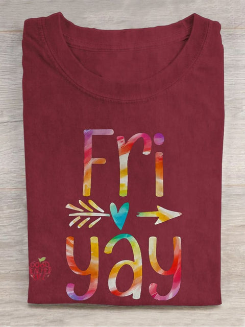 Tie Dye Funny Teacher Friday Casual Print T-shirt