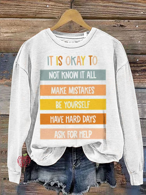 It Is Okay To Do Teacher Casual Print Sweatshirt