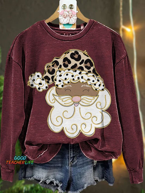 Glitter Santa Christmas Santa Casual Sweatshirt