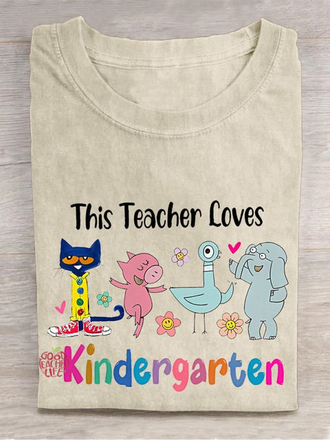 This Teacher Loves Kindergarten Teacher Casual Print T-shirt