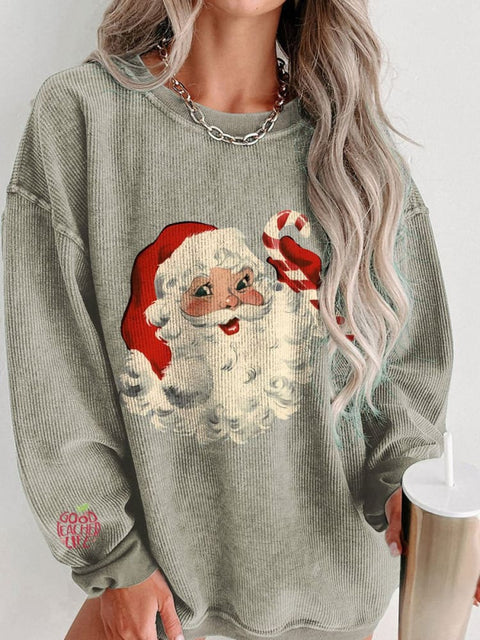 Women's Santa Retro Boho Best Holiday Christmas Casual Print Shirt