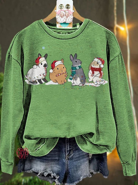 Christmas Cute Rabbit Casual  Sweatshirt