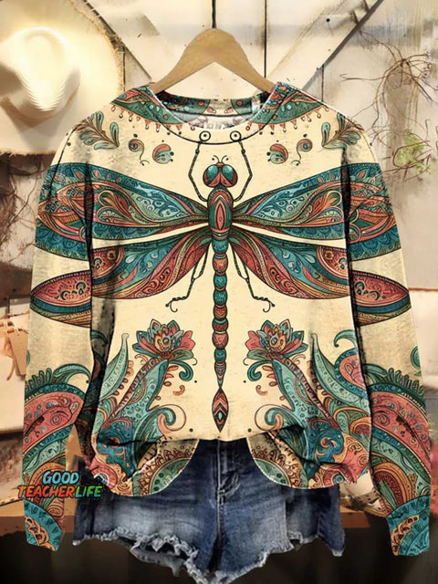 Retro Hippie Dragonfly Love and Peace Casual Sweatshirt
