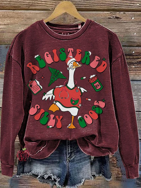 Christmas Nurse Silly Goose Casual  Sweatshirt