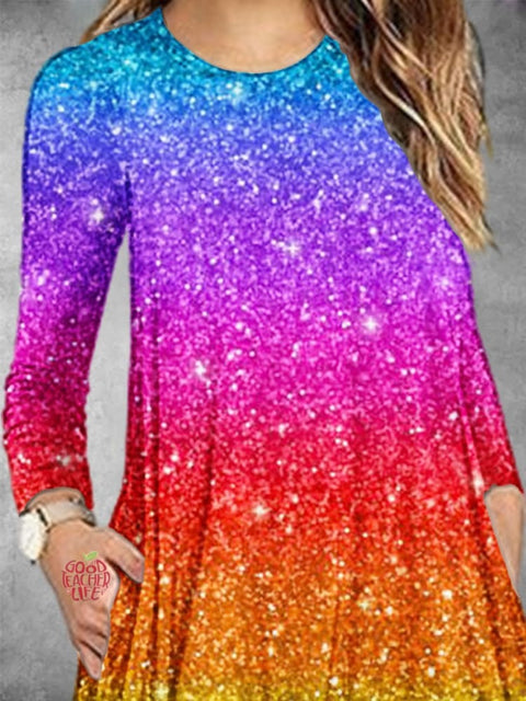 Women's Lgbt Rainbow Gradient Art Print Dress