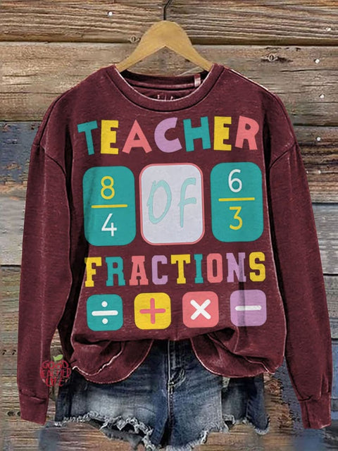 Teacher Fractions Funny Math Casual  Sweatshirt