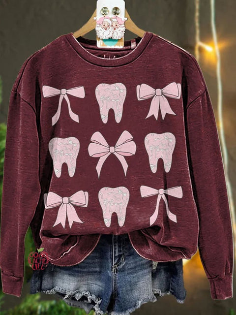 Christmas Coquette Pink Teeth Dental Casual  Sweatshirt