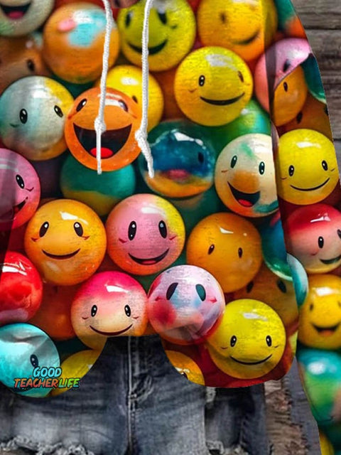 Cute Emoji Smiles Art Print Casual Sweatshirt