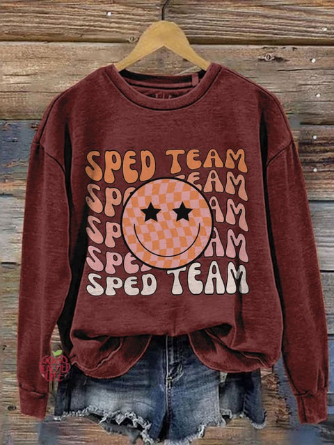 SPED Team Special Education Teacher Casual Print Sweatshirt