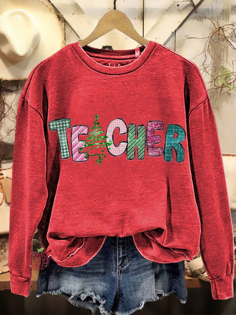 Santa's Favorite Teacher Christmas Casual Sweatshirt