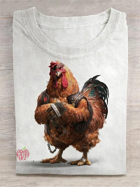 Funny Chicken Art Printed T-shirt