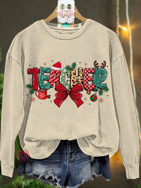 Teacher Christmas Coquette Love Christmas Casual Sweatshirt