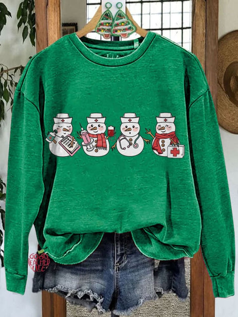 Christmas Nurse Snowman Casual Sweatshirt