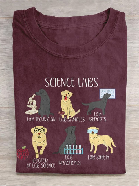 Labrador Retriever Funny Science Casual Print T-shirt