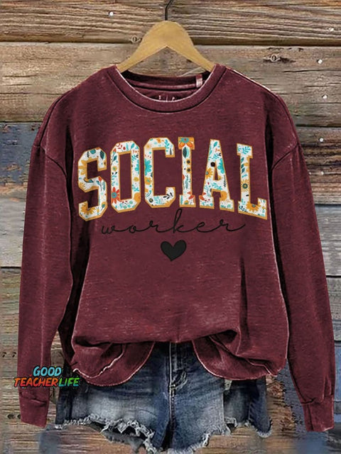Floral Social Worker Casual  Sweatshirt