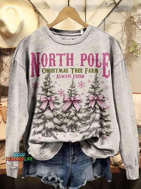 Christmas Tree Bow Art Print Casual Sweatshirt