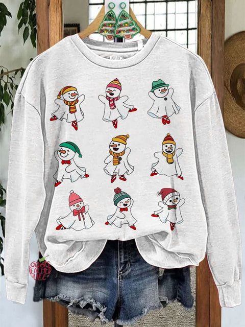 Ballet Snowman Christmas Casual Sweatshirt