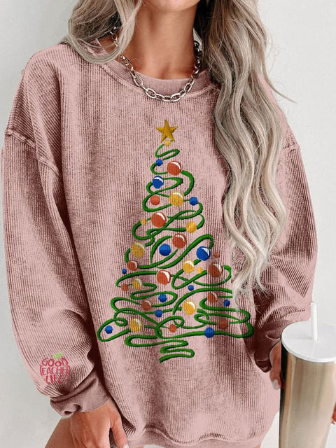 Women's Colorful Christmas Tree Merry Christmas Casual Print Sweatshirt