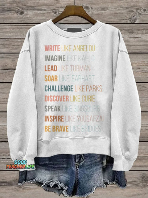 History Month Feminist Casual Print Sweatshirt
