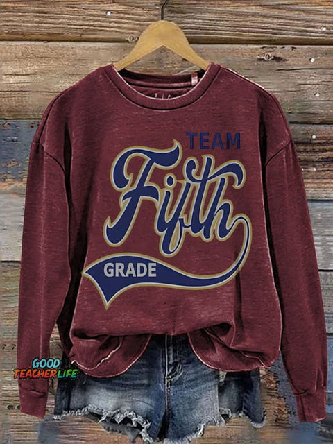 Teacher Retro Fifth Grade Casual  Sweatshirt