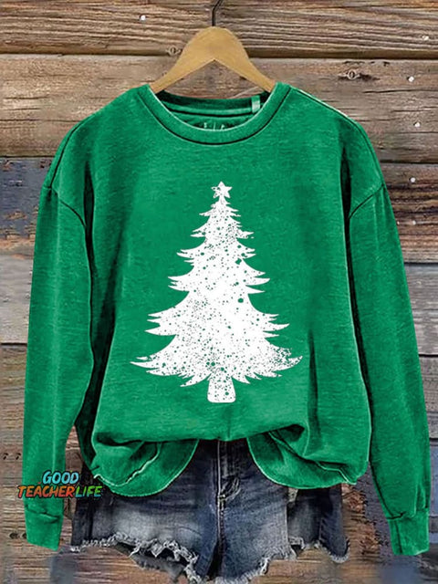 Christmas Tree Print Casual Sweatshirt