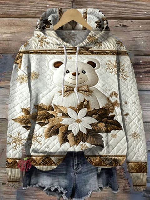 Christmas  Bear Print Casual Hoodie Sweatshirt