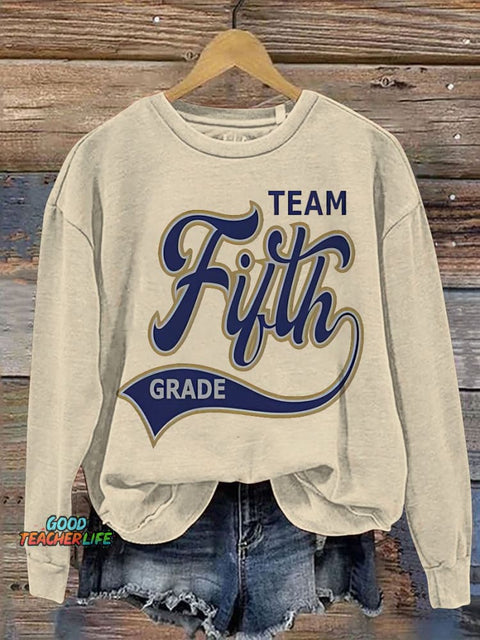 Teacher Retro Fifth Grade Casual  Sweatshirt