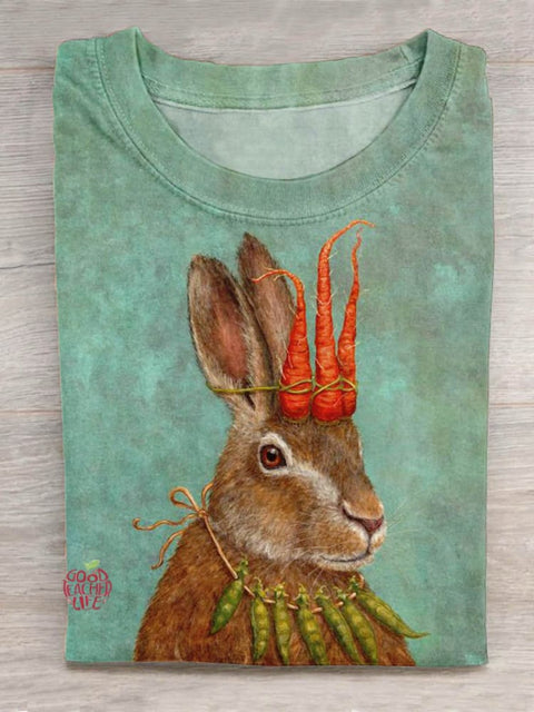 Easter Rabbit Pattern Art Design Print T-shirt