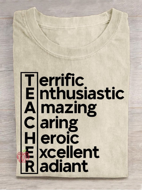 Teacher Casual Print T-shirt