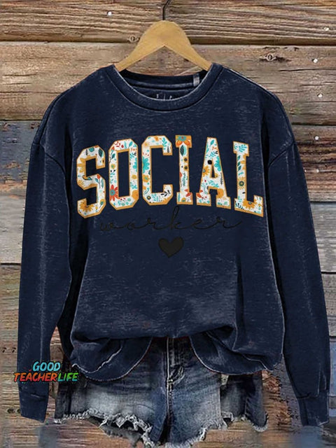 Floral Social Worker Casual  Sweatshirt