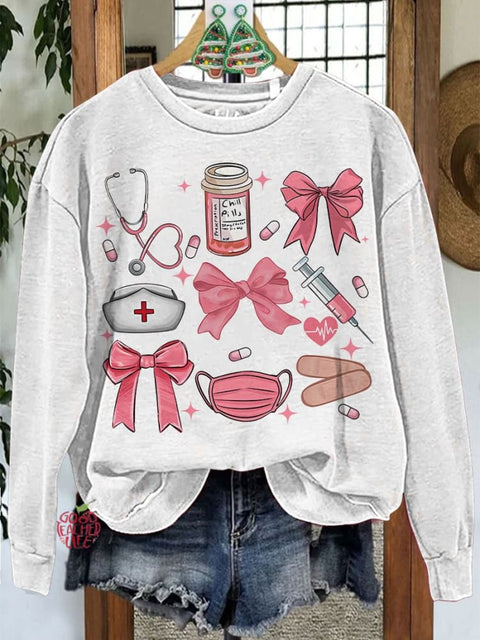 Work Cute Nurse Coquette Bow Casual Sweatshirt