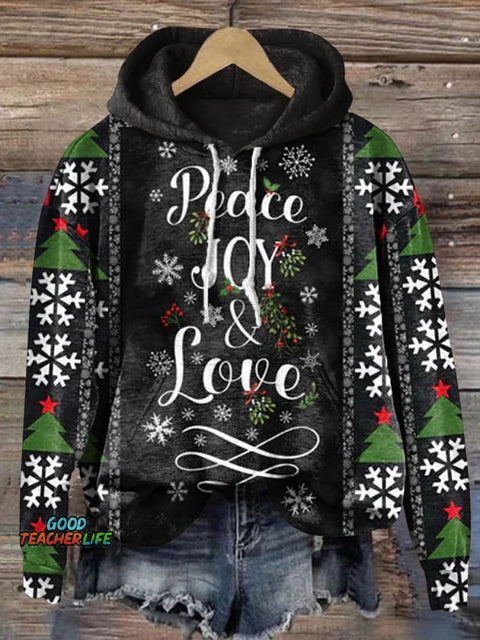 Lovely Christmas Peace Joy And Love Art Print Casual Sweatshirt