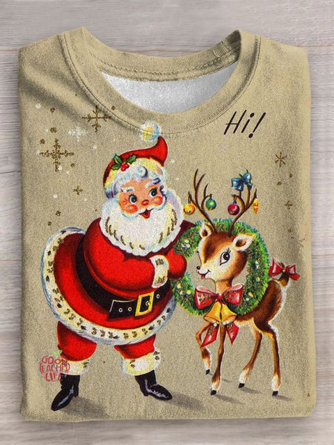 Vinatge Christmas Art Print Causal T-shirt