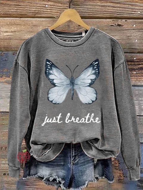 Just Breathe Art Print Pattern Casual Sweatshirt