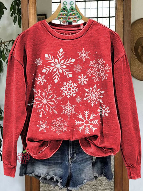 Snowflake Christmas Casual Print Sweatshirt