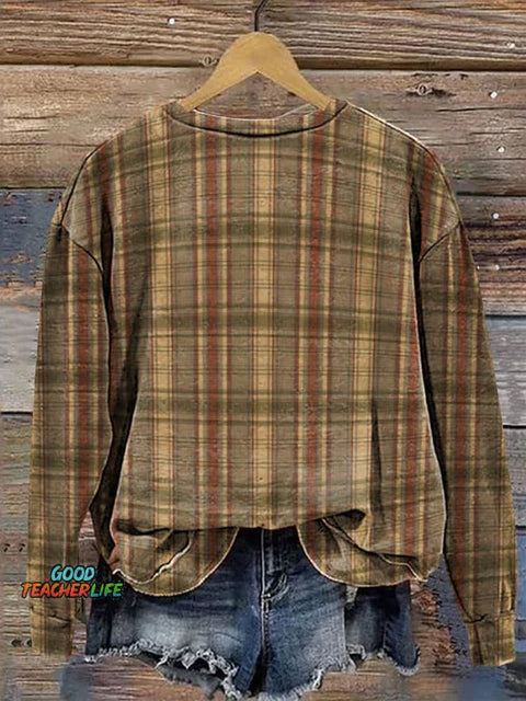 Classic Check Pattern Casual Sweatshirt