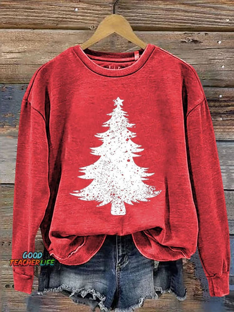 Christmas Tree Print Casual Sweatshirt