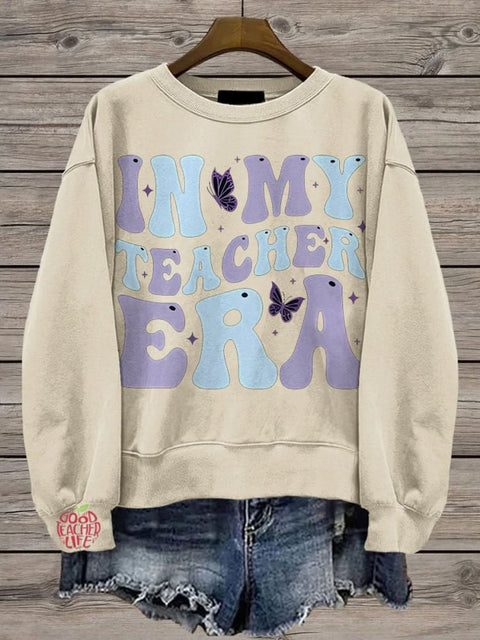 Teacher In My Teacher Era Butterfly Casual  Sweatshirt