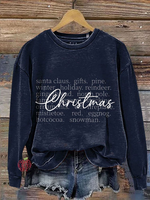 Christmas Words Casual Print Sweatshirt