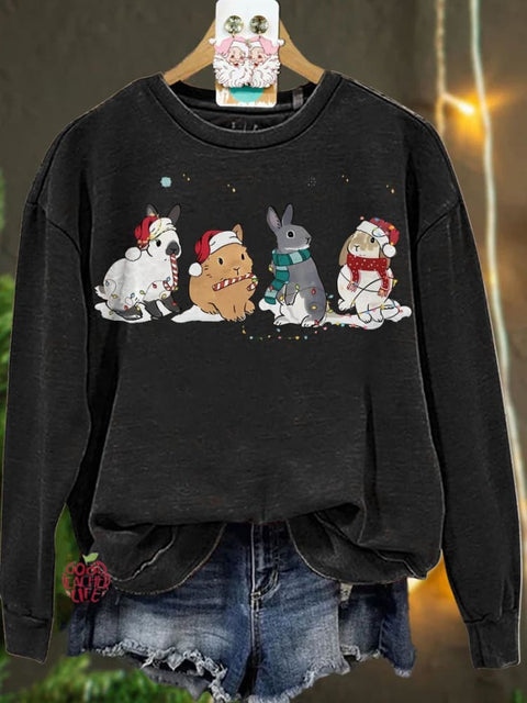 Christmas Cute Rabbit Casual  Sweatshirt