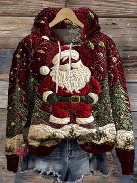 Christmas Santa Print Casual Hoodie Sweatshirt