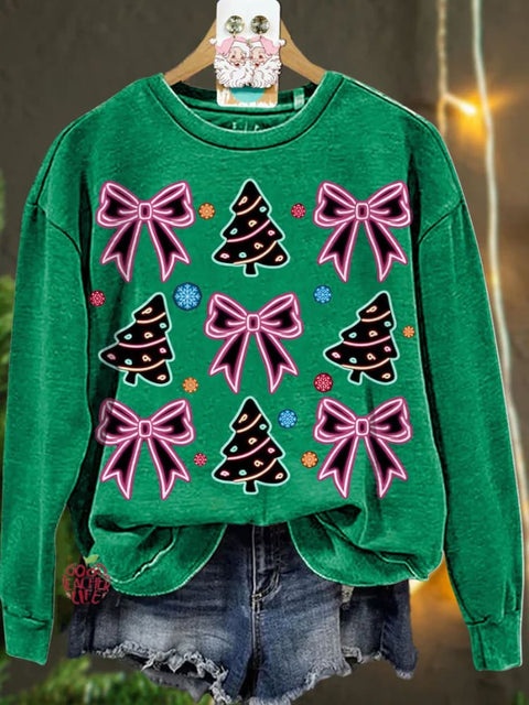 Christmas Neon Coquette Christmas tree Casual  Sweatshirt