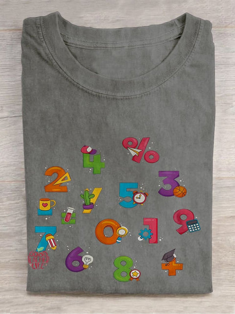 Children's Math Day Casual Print T-shirt