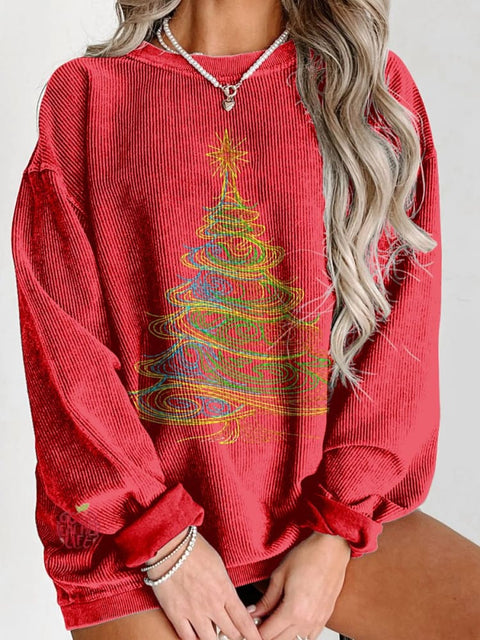 Women's Christmas Tree Casual Print Sweatshirt