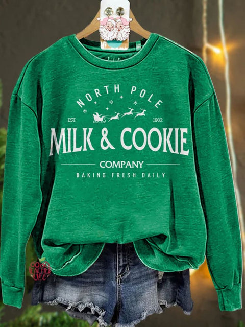 Christmas North Pole Milk and Cookie Casual  Sweatshirt