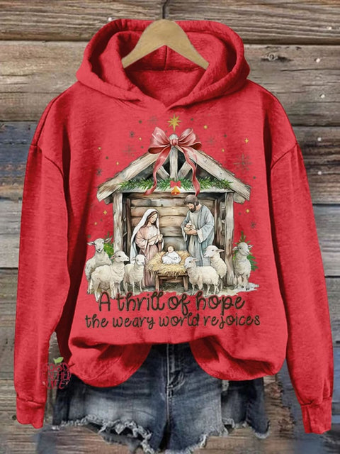 Christmas A Thrill Of Hope Baby Jesus Women's  Print Casual Sweatshirt