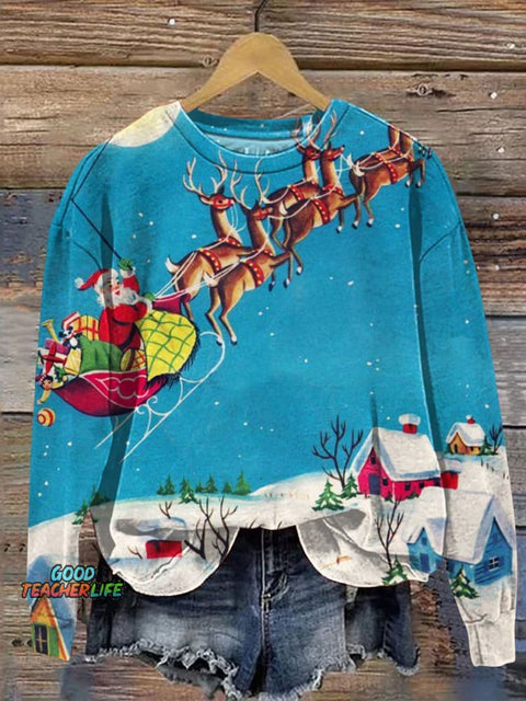 Christmas Snow Scenery Art Print Casual Sweatshirt